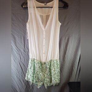 Poof Couture mint Green Button Down Sequin Romper